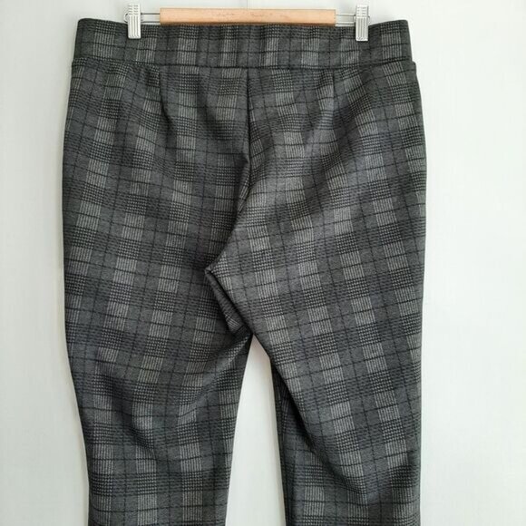 LILY MORGAN Slim Leg Pull-on Stretch Grey Plaid Pants Sz XL - Picture 7 of 10